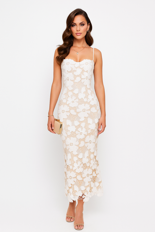 Luxurious Women's White Lace Mermaid Dress