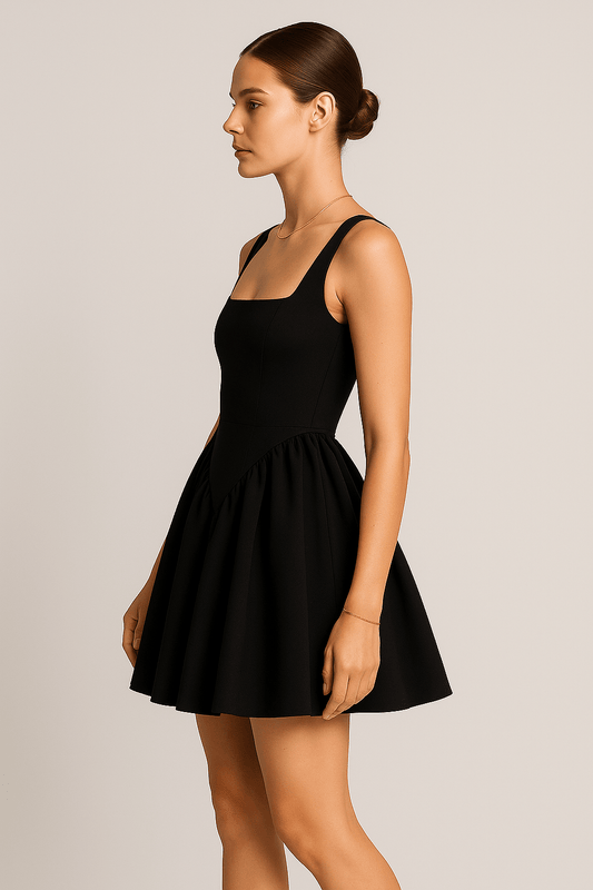 Blanche Bow - Front Backless Flare Dress by Luxe Lane | from Luxe Lane | SKU: | Barcode: | Options: Black XS | Blanche Bow - Front Backless Flare Dress