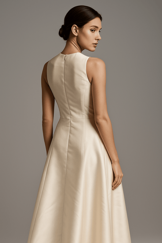 Camellia Grace White Satin Gown with Black Bow by Luxe Lane | from Luxe Lane | SKU: | Barcode: | Options: White S | Camellia Grace White Satin Gown with Black Bow