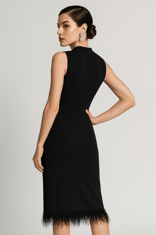 Crystal Feathered Evening Dress by Luxe Lane | from Luxe Lane | SKU: | Barcode: | Options: Black XS | Crystal Feathered Evening Dress