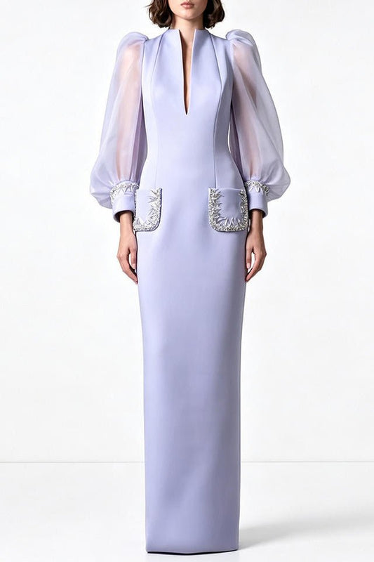 Lavender Crystal Embroidered Maxi GownEvening DressesLight PurpleS(2)Luxe Lane