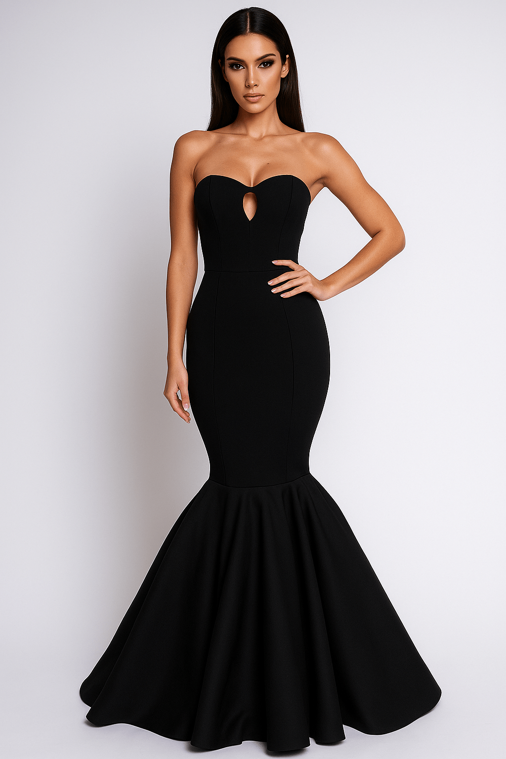 noir mermaid dress LONG-SLEEVE POLY CREPE OFF-SHOULDER MERMAID GOWN | CULT MIA
