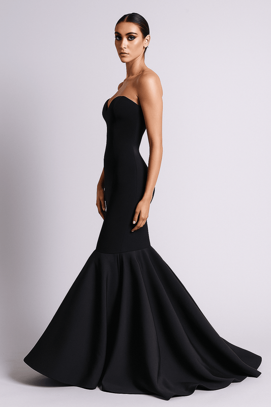 Noir Siren Gown Off - the - Shoulder by Luxe Lane | mermaid gown from Luxe Lane | SKU: | Barcode: | Options: Black XS | Noir Siren Gown Off - the - Shoulder