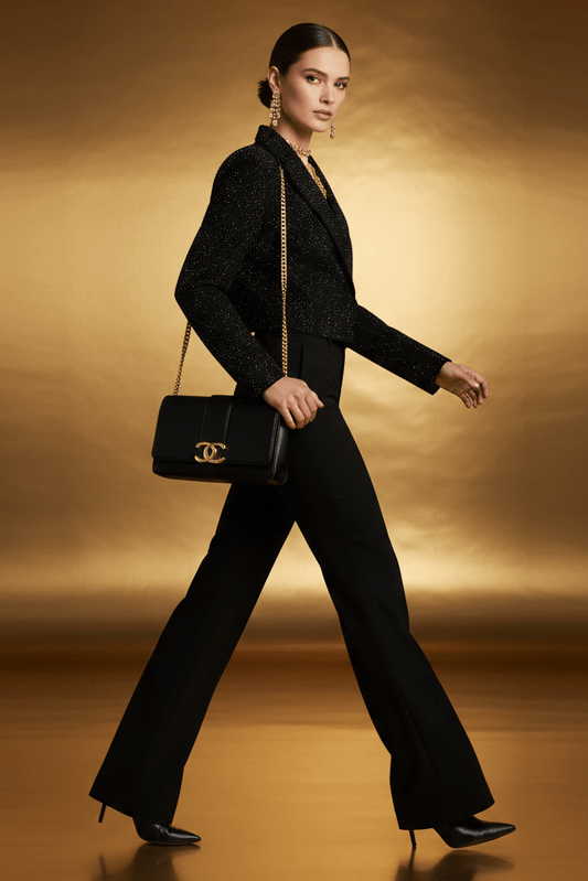 Rhinestone Cropped Blazer JacketBlackS(6)blackLuxe Lane