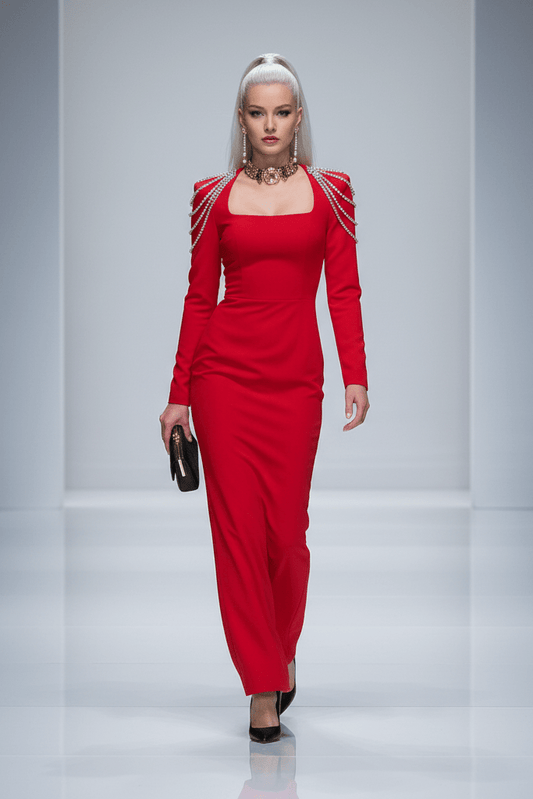 Rhinestone Long Sleeve Bodycon Evening Dress by Shine | from Luxe Lane | SKU: -6 | Barcode: | Options: Black M(8) | Rhinestone Long Sleeve Bodycon Evening Dress