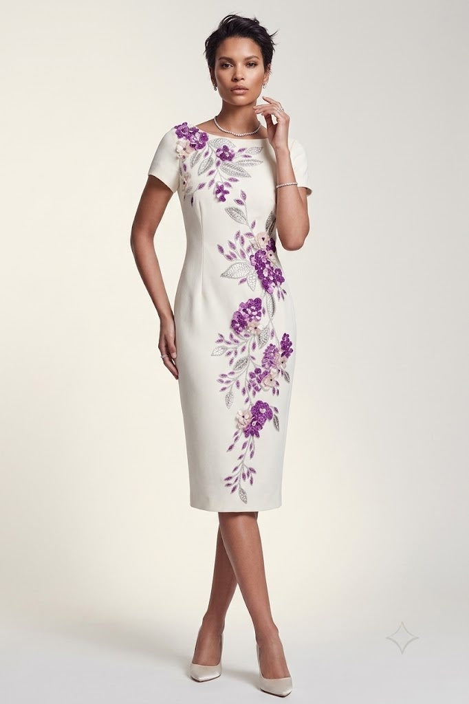 Ivory Bloom Embellished Midi Dress