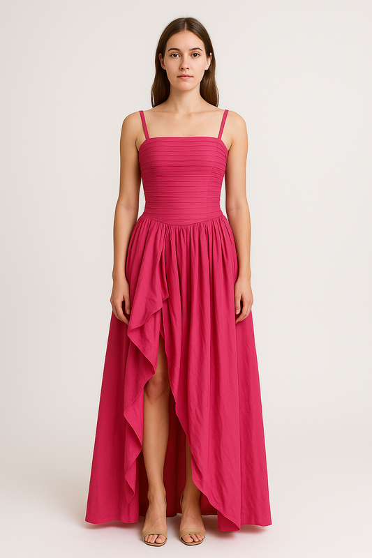 Pleated Corset Maxi Gown