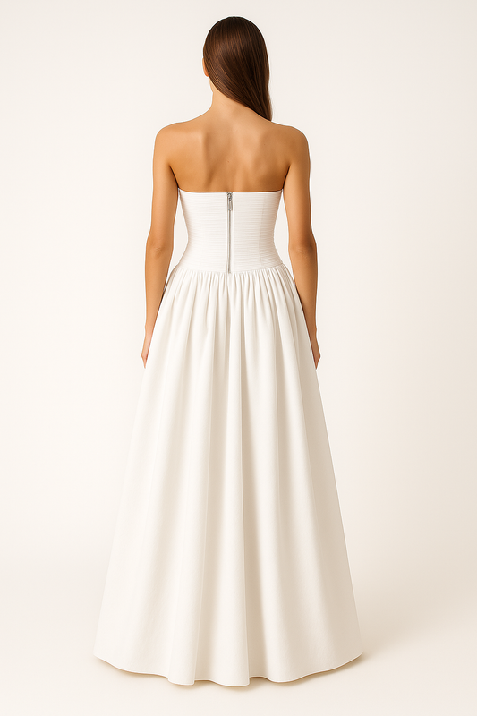 Pleated Corset Maxi Gown
