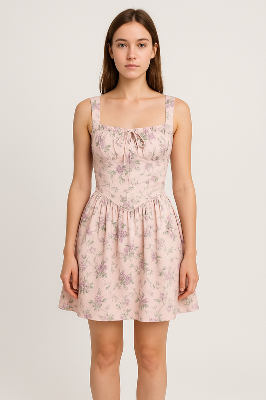 Backless Floral Corset Mini Dress