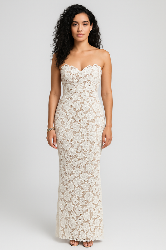 Luxurious Women's White Lace Mermaid Dress