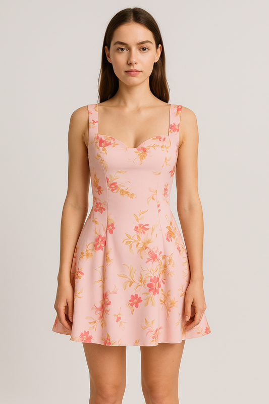 Backless Floral Print Dress