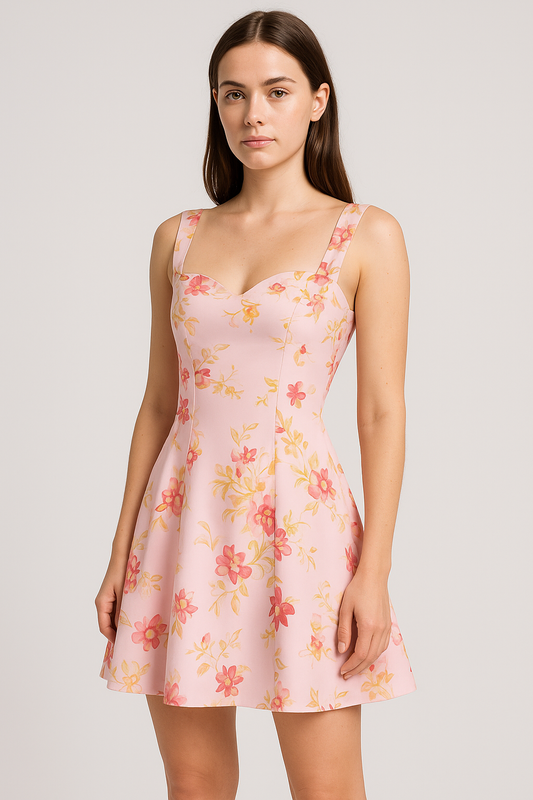 Backless Floral Print Dress