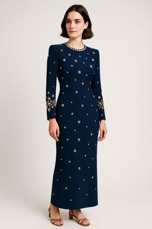 Nocturna Pearl Beaded Formal Gown