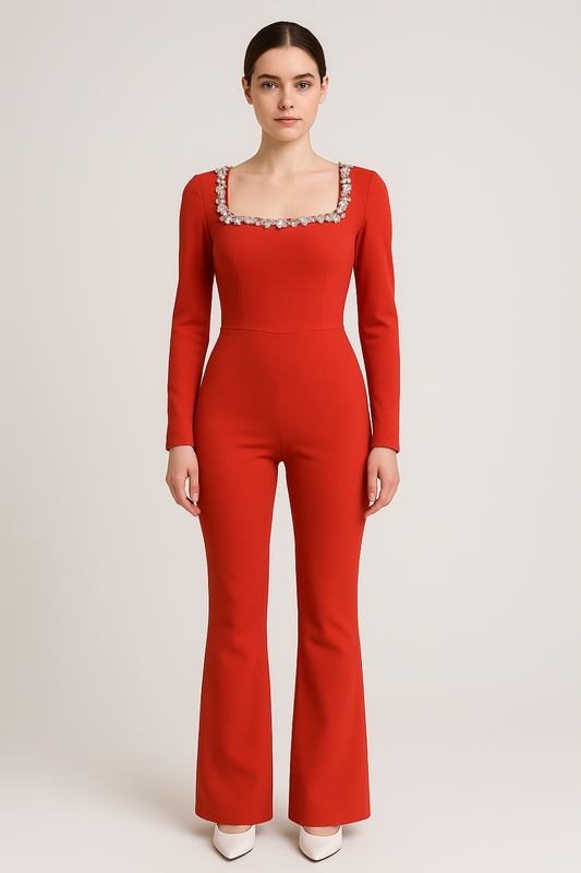 Selena Velvet Rhinestone Jumpsuit