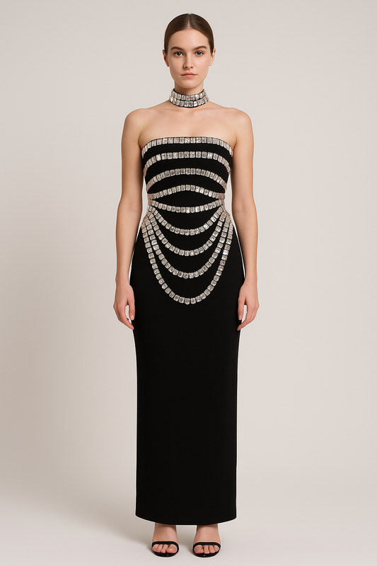 Bandage Dress with Crystal Rhinestone