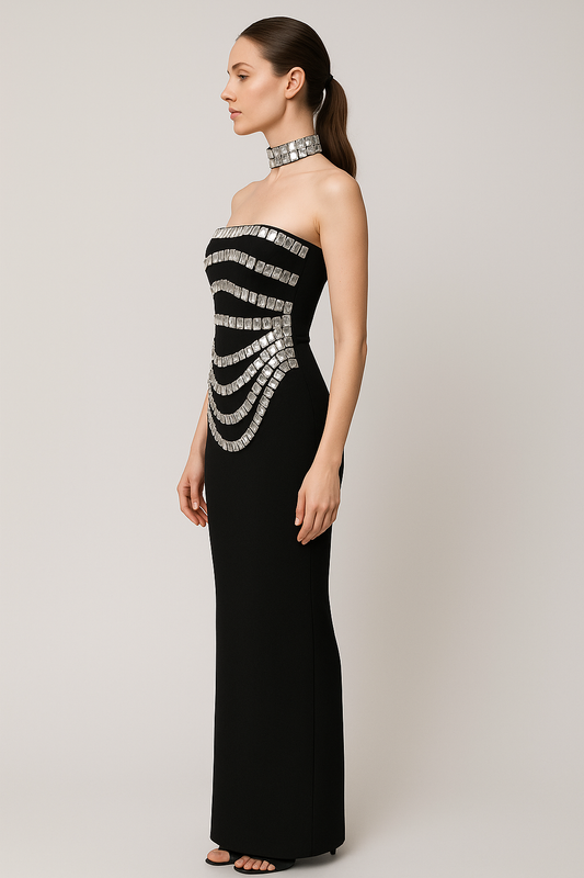 Bandage Dress with Crystal Rhinestone