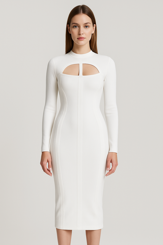 Vivienne Buttoned V-Neck Mini Dress
