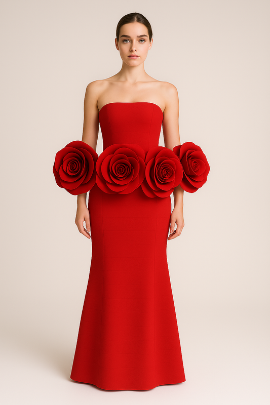 Aurelia 3D Floral Off-Shoulder Gown