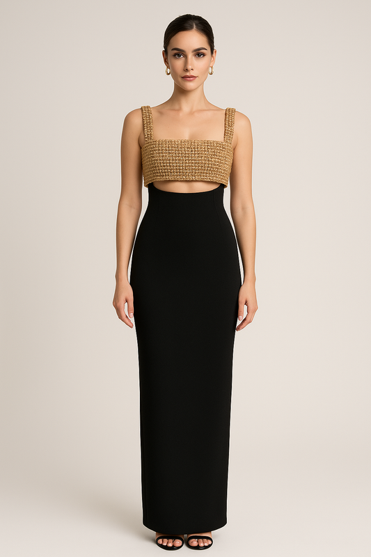 Noir Lumière Embellished Maxi Gown