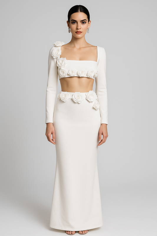 Amelina White 2-Piece Floral Bandage Set