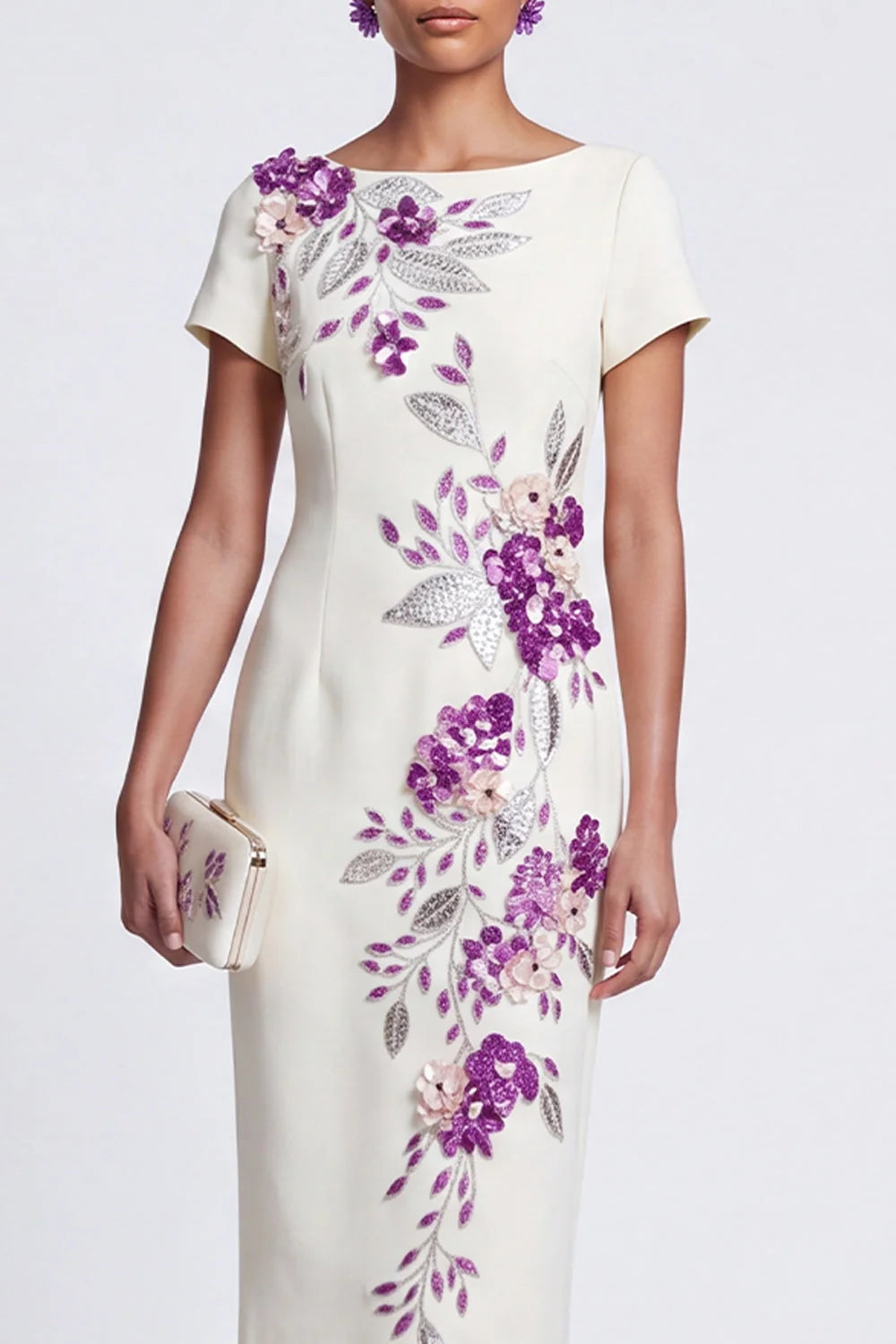 Ivory Bloom Embellished Midi Dress