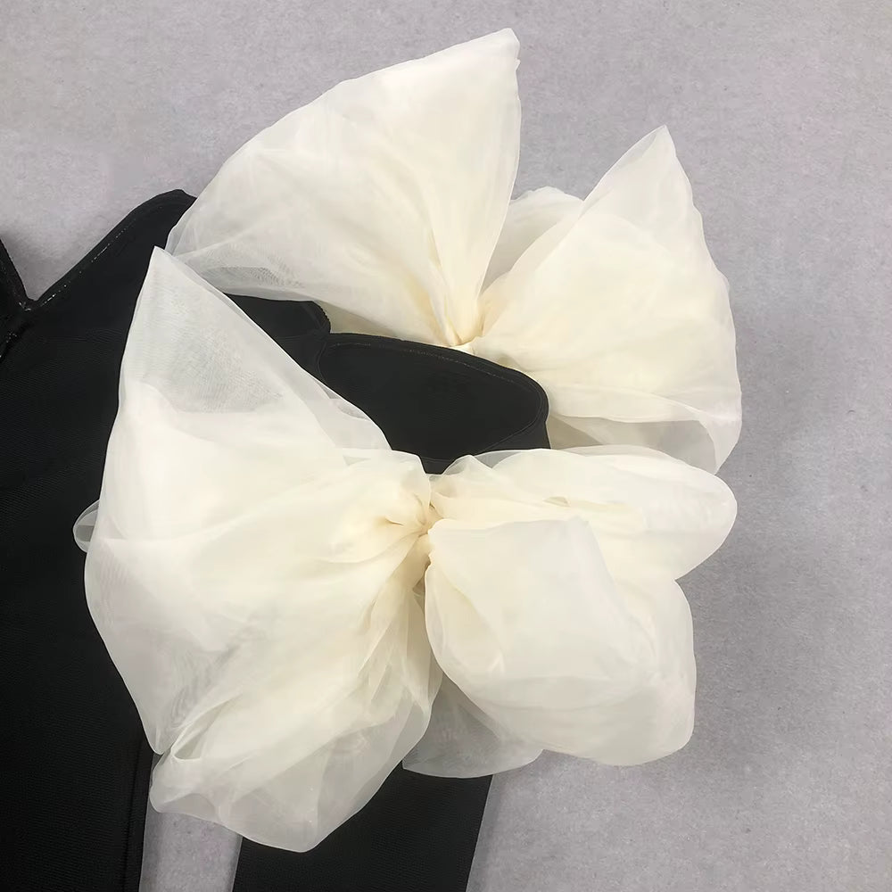 V-Neck Floral Bandage Evening Dress