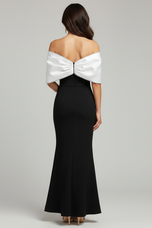 Strapless Satin Bow Mermaid Evening Gown