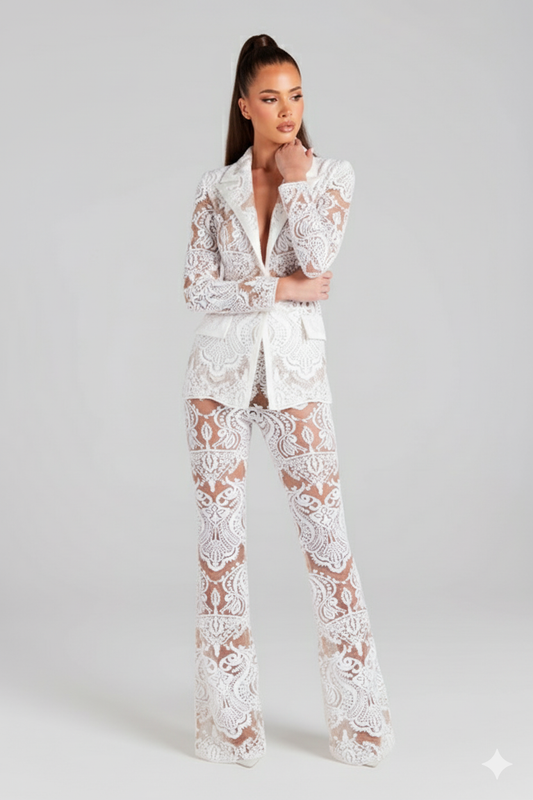 Lace Sequin Tuxedo Suit