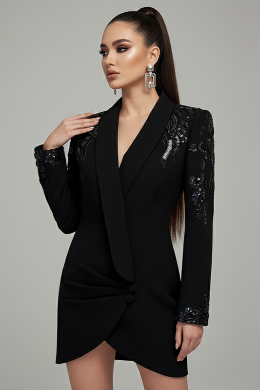 Celina Sequin Beaded Blazer Dress