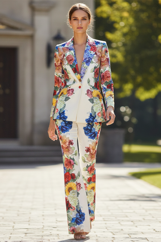 Juliette Bloom Floral Blazer & Wide-Leg Trouser Set