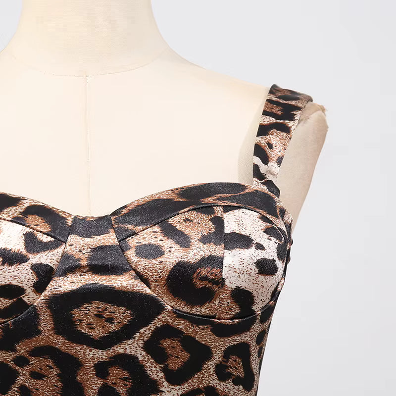 Savara Leopard Print Halter Maxi Dress