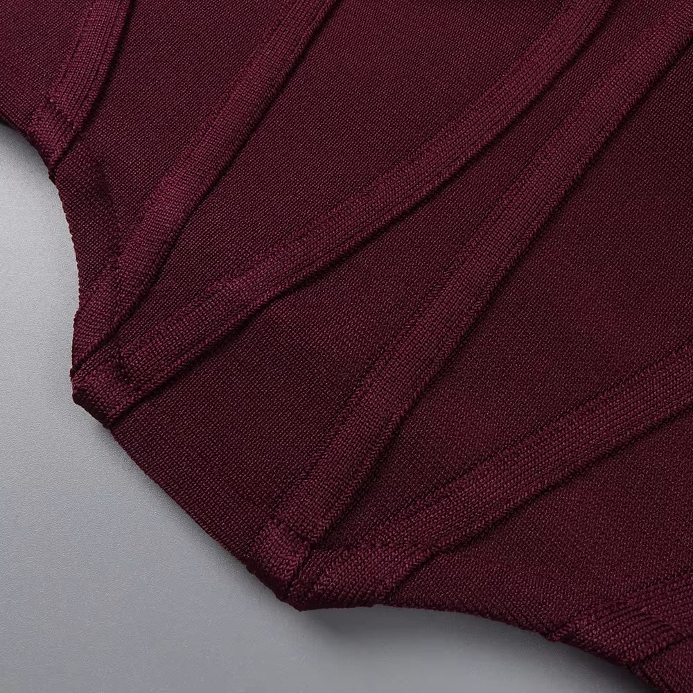 Valentina Wine Red Corset & Gradient Fringe Skirt Set