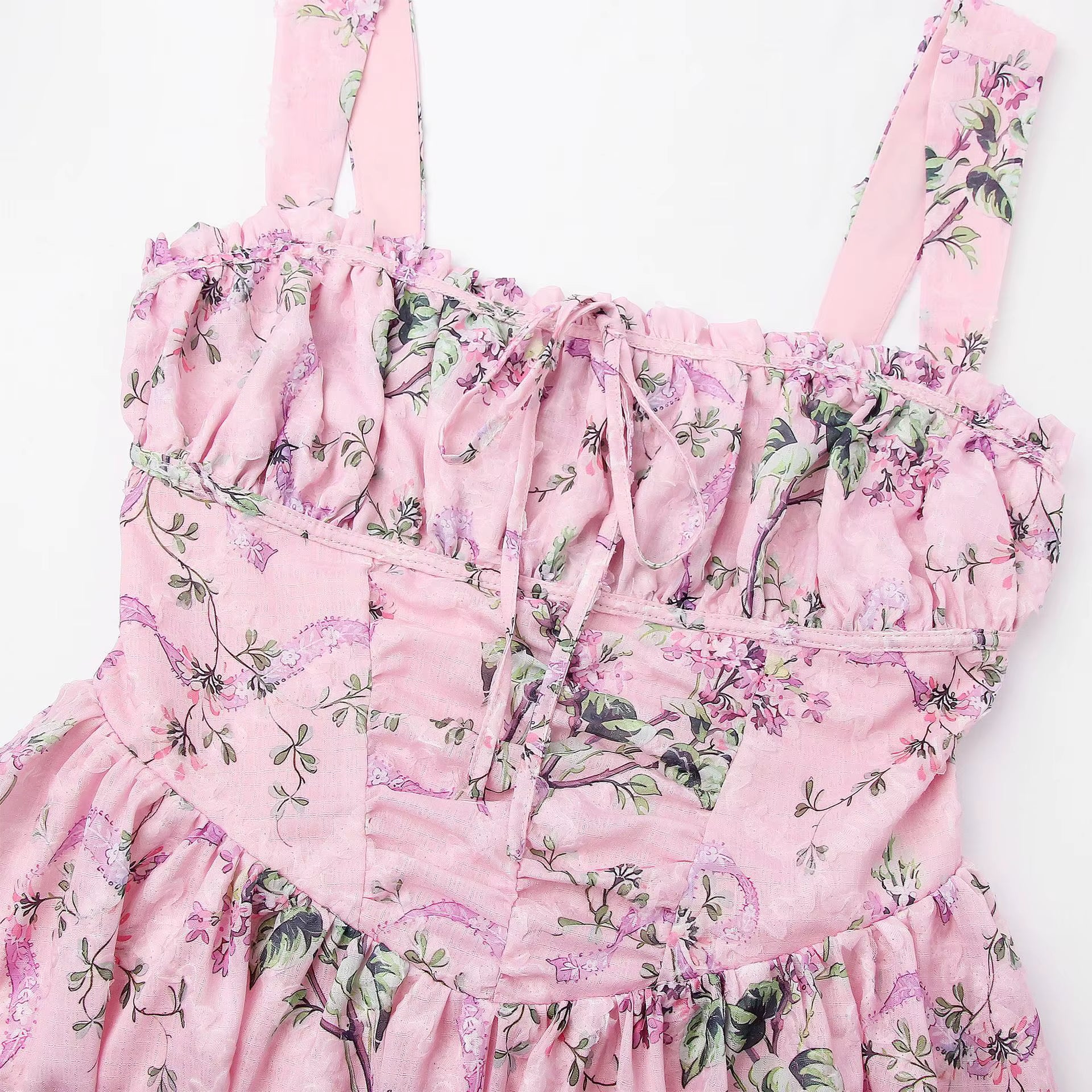 Ruched Floral Mini Dress