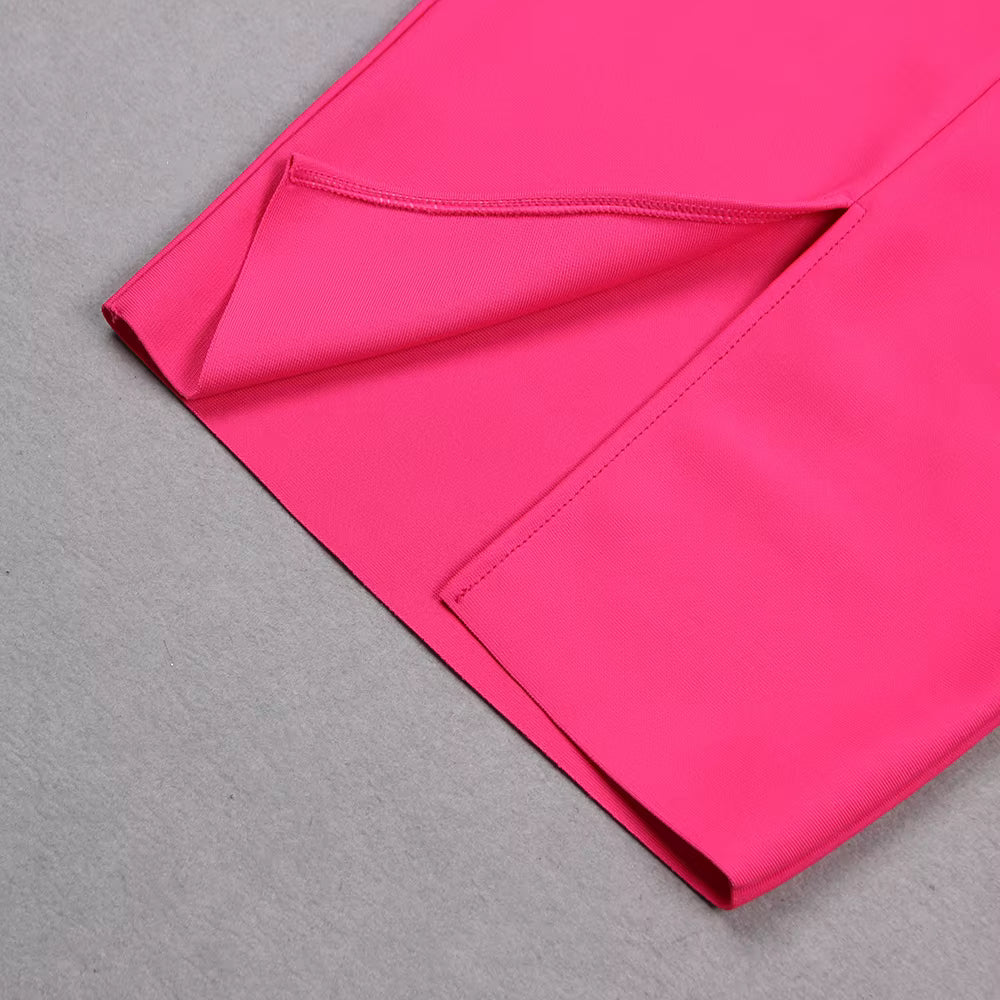 Serenella Rhinestone Slash Neck Bandage Dress