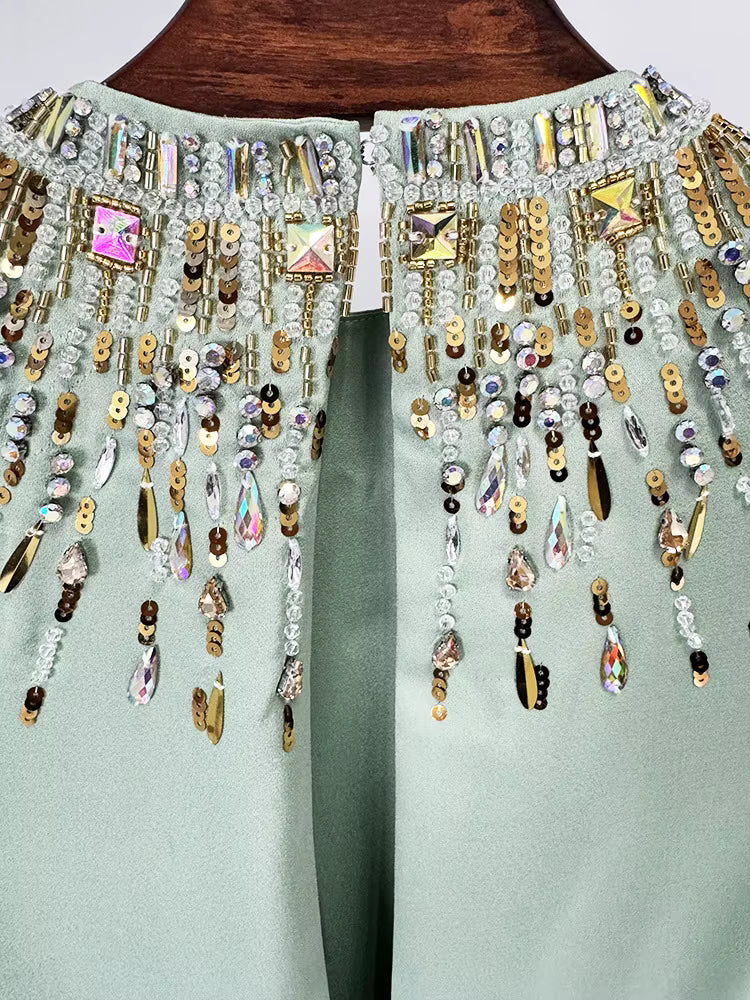 Mint Green Beaded Cape