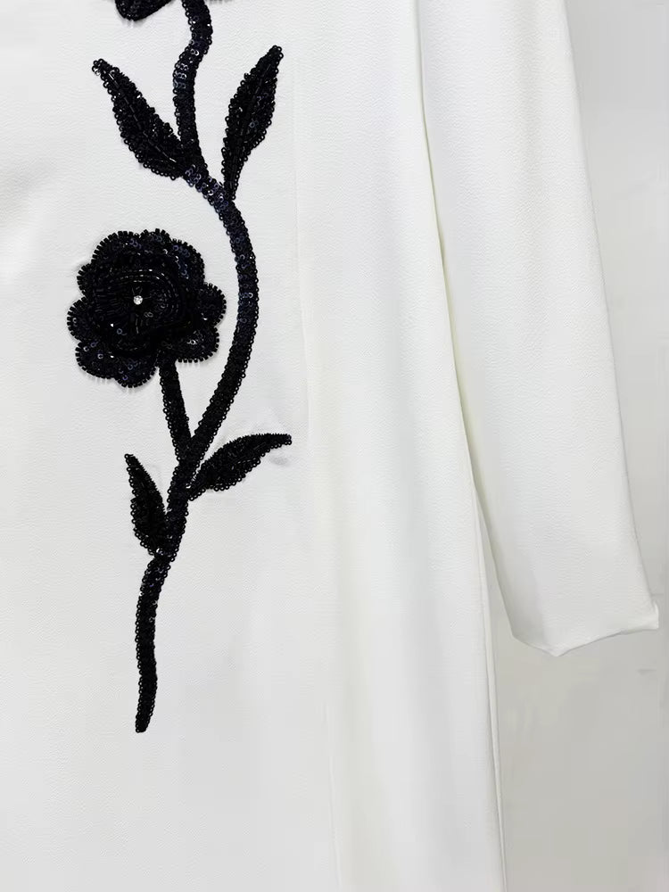 Serenaya White Floral Embroidered Gown