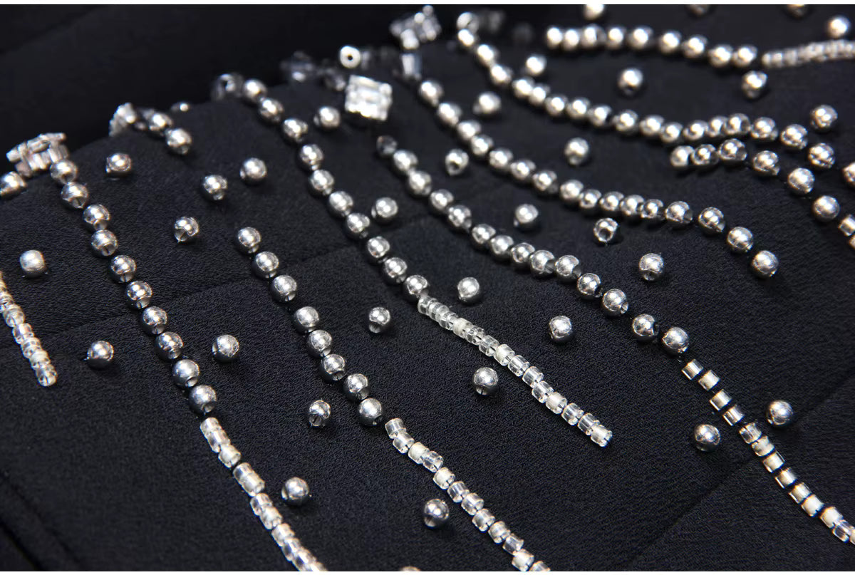 Beaded Diamond One-Button Suit Trousers Set