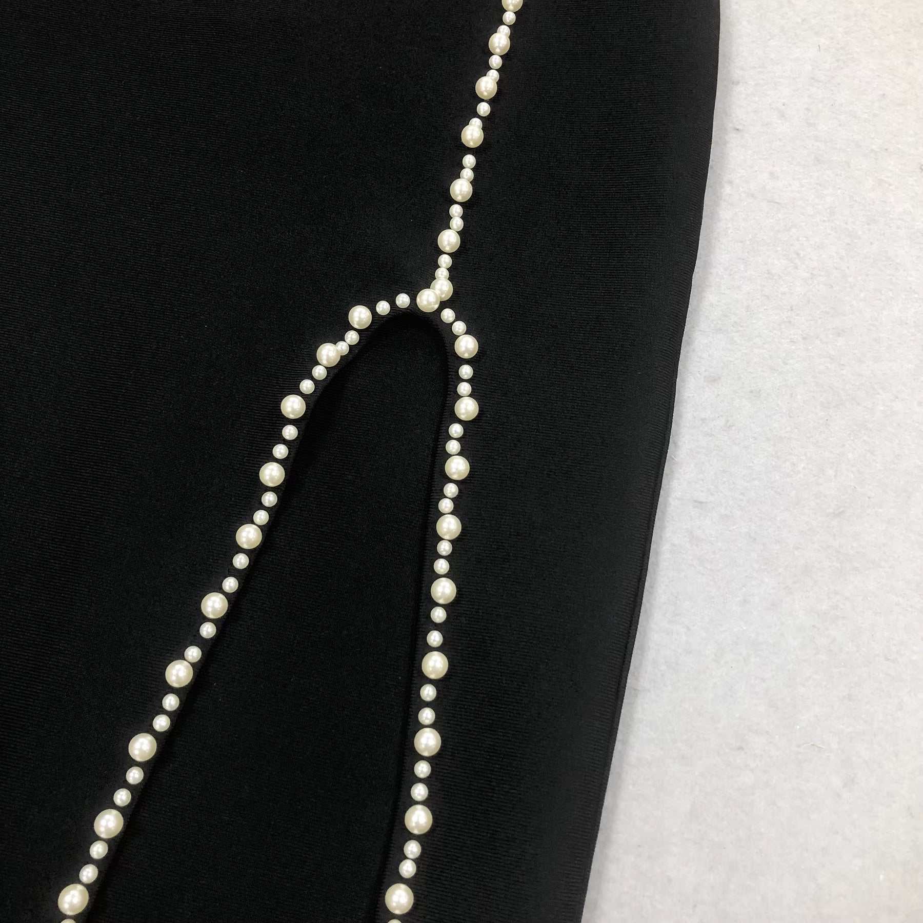 Noire Visage Pearl-Trim Maxi Gown