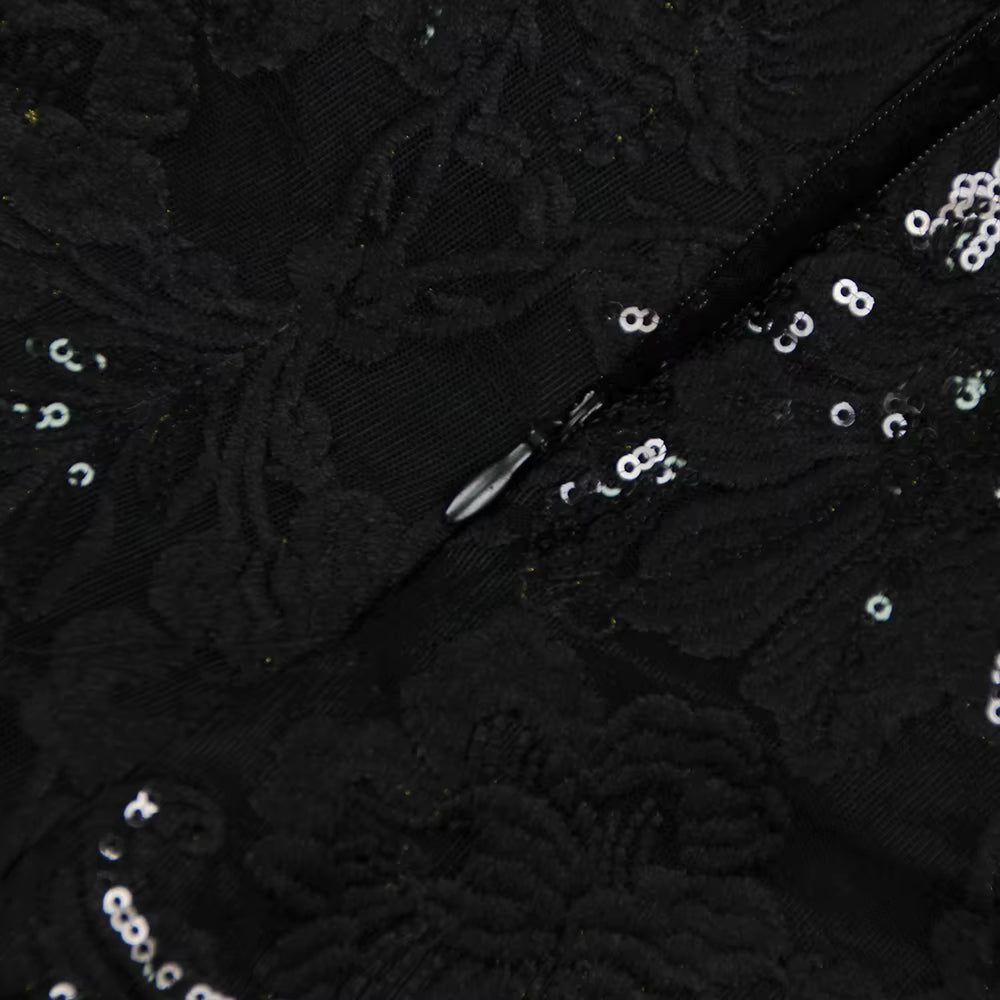 Lace Sequin V-Neck Tuxedo Suit