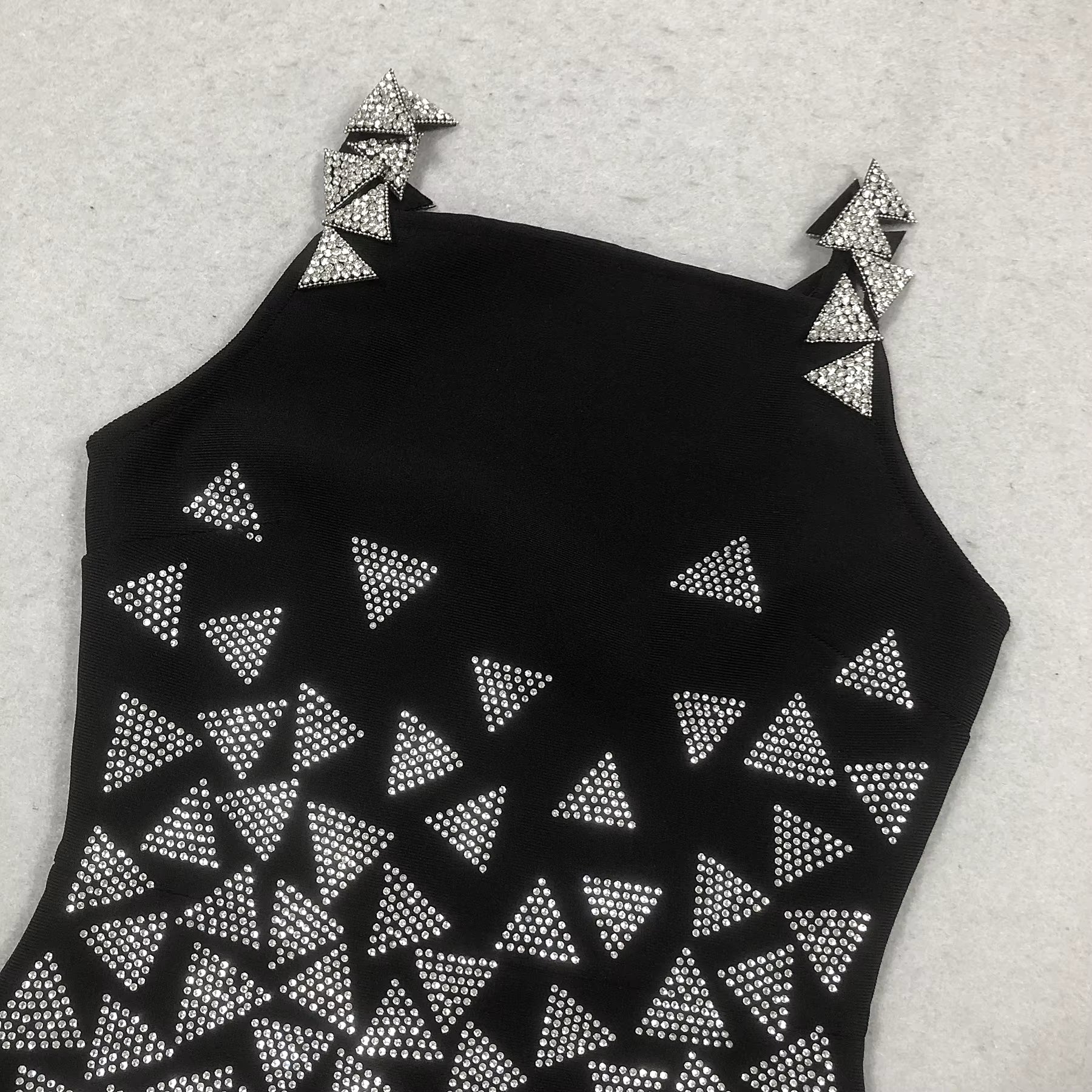 Luna Noir Diamond Backless Prom Maxi Dress