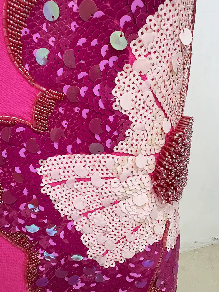 Marivelle Beaded Sequin Midi Dress