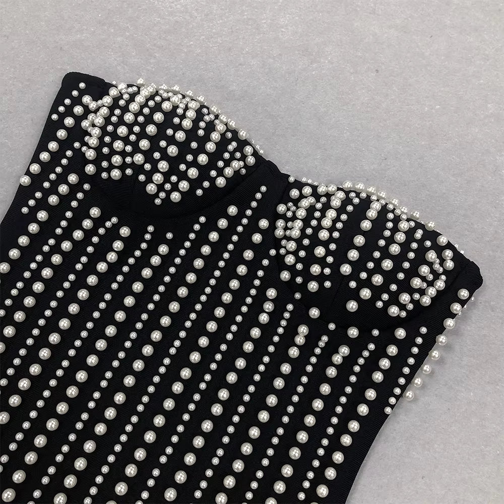 Aurora Pearl Tassel Bandage Dress