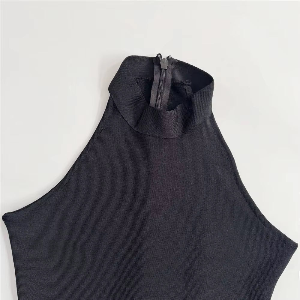 Halter Neck Ruched Bodycon Maxi Evening Dress