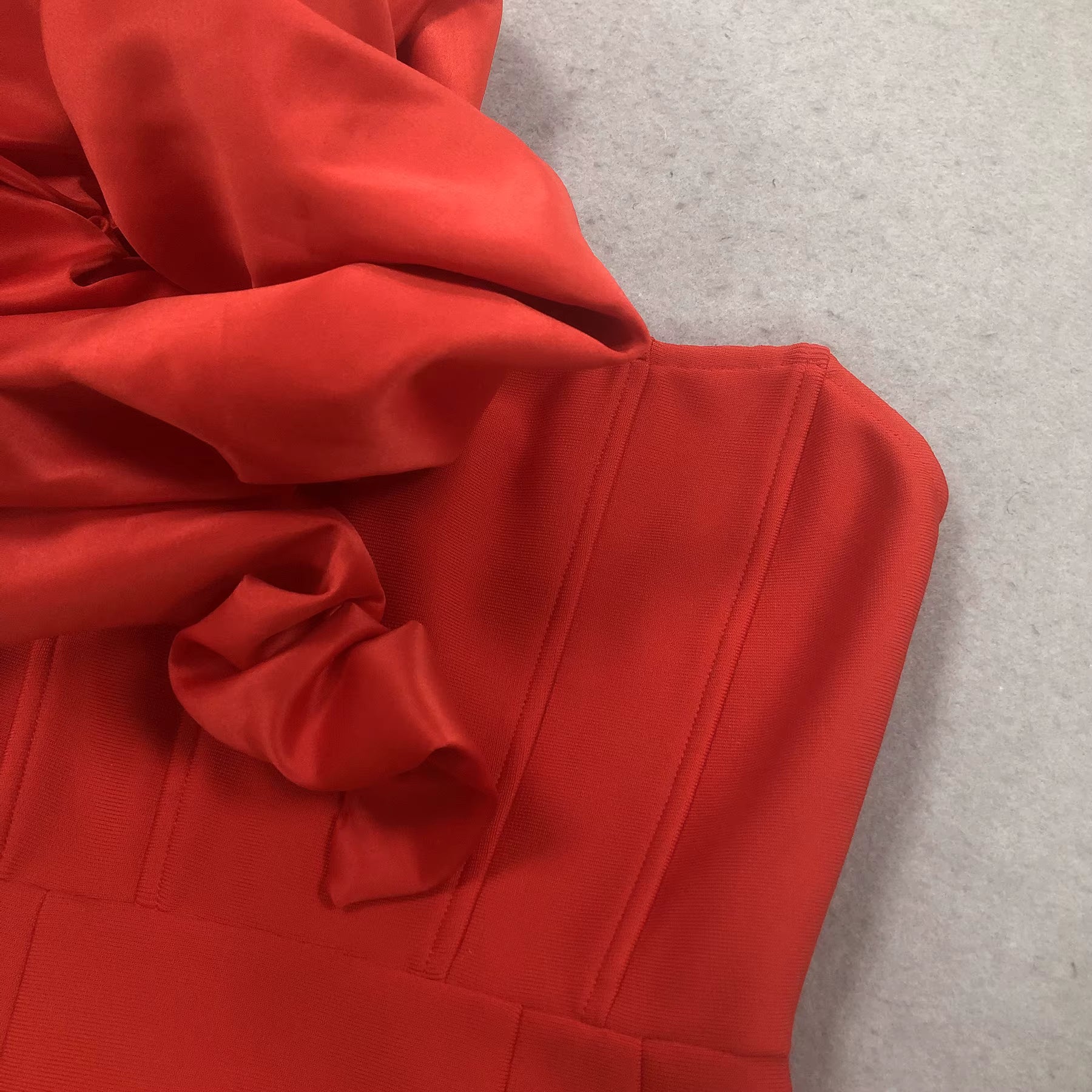 Seraphina Red One-Shoulder Flower Mini Dress