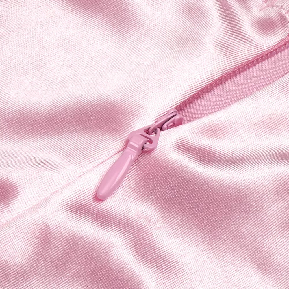 Pink Satin Off-Shoulder Mermaid Gown