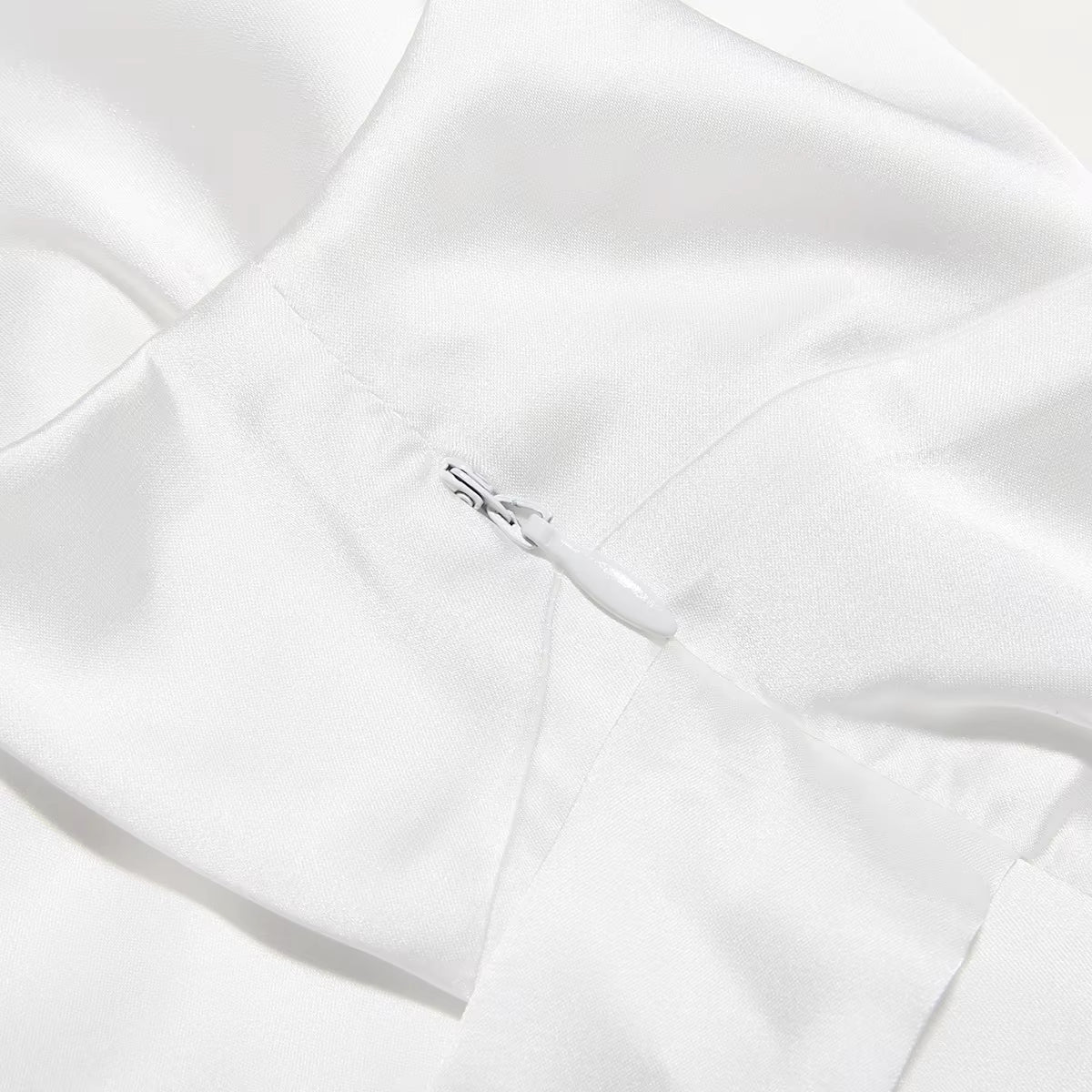 Deep V Backless Satin Mini Dress