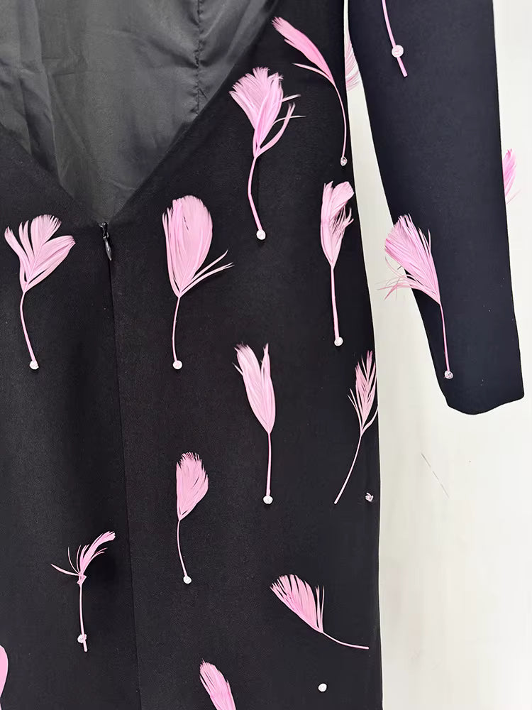 Seraphina High-Neck Feather Backless Gown