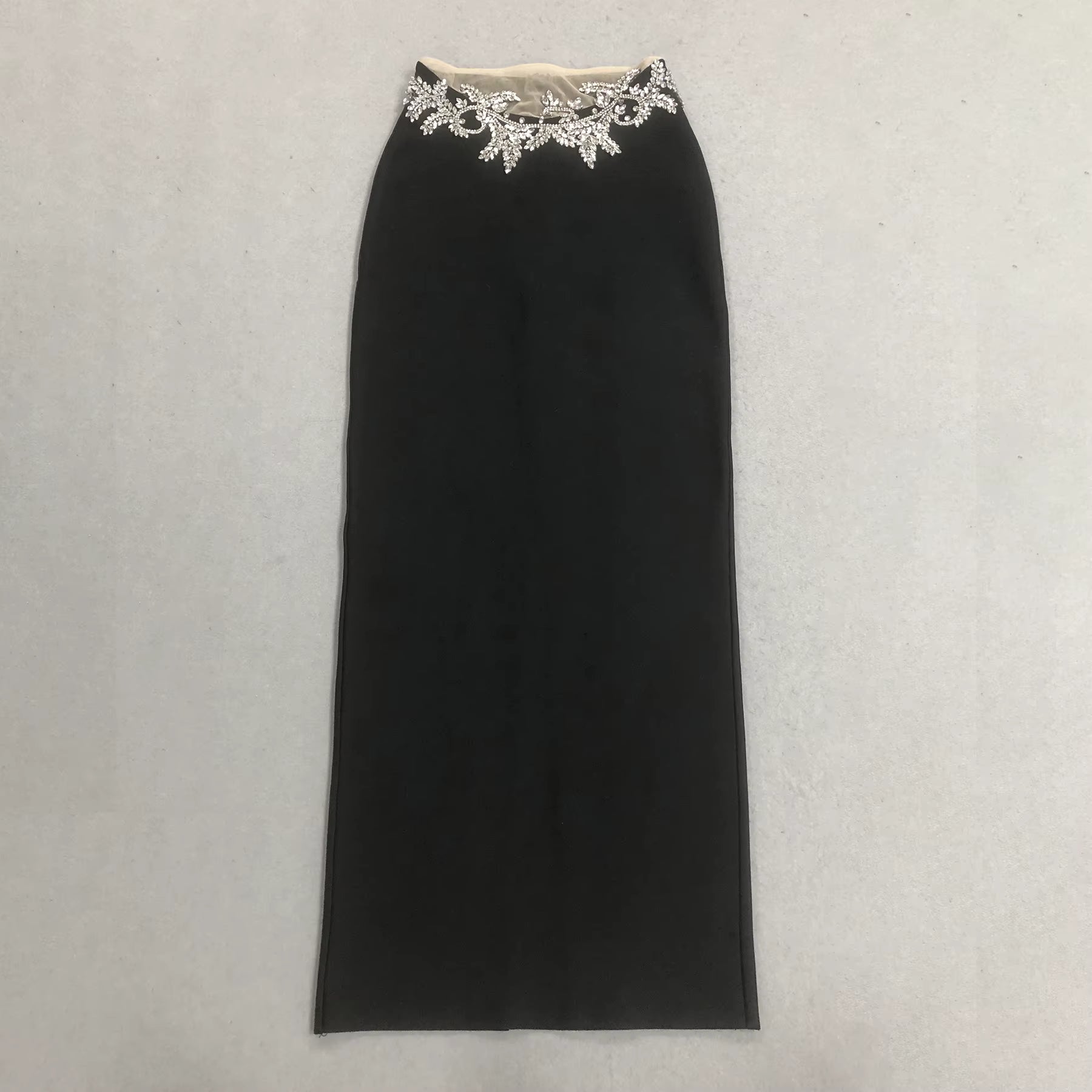 Crystal Pearl Bandage Two-Piece Maxi Skirt Set