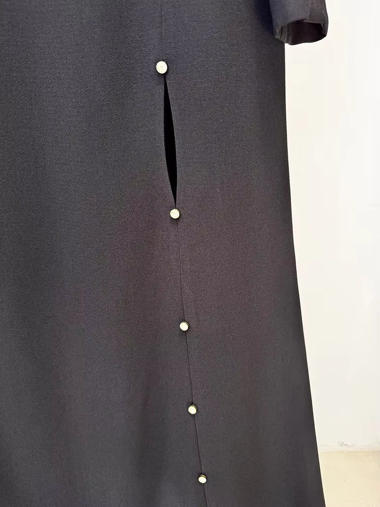 Elegant Modest Long Sleeve Black Evening Dress