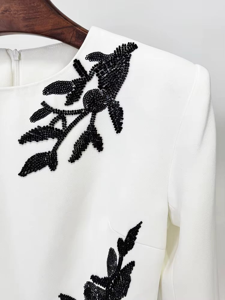 Isabelle White Beaded Embroidery Gown